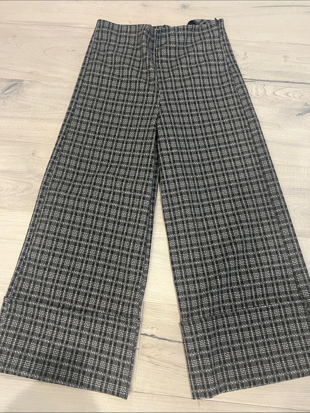 Wide-Leg Plaid women’s long crop dress pants